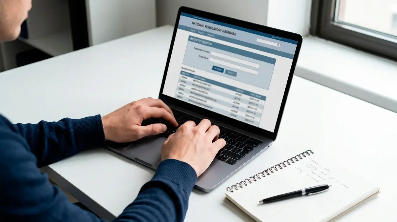 UKGC public register page showing licence verification search interface